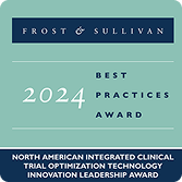 Clinion Frost & Sullivan Best Practices Award 2024 badge for clinical trial innovation